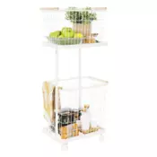 eoshop Večnamenski kovinski koš za perilo HERMES, bel, 2 odstranljivi košari, na kolesih 96 cm