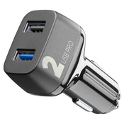 Avto polnilec CELLULARLINE, 2x USB, 36W, črn