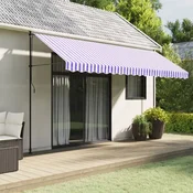 shumee vidaXL Tenda z okrasnim zavesnim okvirjem in modro-belimi črtami 4,5 m