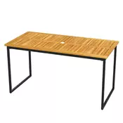 Northix Zunanja jedilna miza iz akacijevega lesa za 6 oseb, 140x70 cm, z odprtino za senčnik