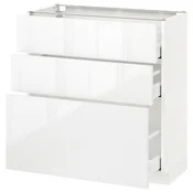 METOD / MAXIMERA Podni ormaric s 3 fioke, bela/Ringhult bela, 80x37 cm