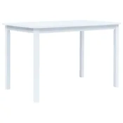 Vidaxl Jedilna miza bela 114x71x75 cm trden les kavčukovca