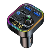 FM Bluetooth sprejemnik in avtopolnilec RadioBass - BT, USB MP3, AUX vhodi in 30W polnilni izhodi USB-C in USB-A