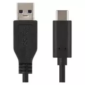 Kabel USB-A 3.0/USB-C, 3.1, hitro polnjenje Quick Charge, podatki, 1 m, črna