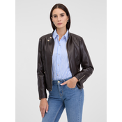 Dark brown womens faux leather jacket ORSAY - Womens