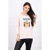 Blouse with Summer car print powder pink
