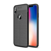 Elegantna gel maska Elite Guard s teksturom kože i zaštitom rubova za iPhone XS Max - obsidian black