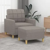 Fotelja s tabureom smedesiva 60 cm od tkanine