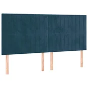 Vidaxl Vzglavje postelje temno modro 180x5x118/128 cm žametno