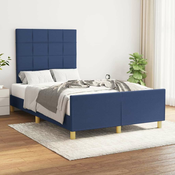 Greatstore Posteljni okvir z vzglavjem moder 120x200 cm blago