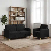 vidaXL Sofa set z shrambo 2 pcs Črna Poliester