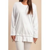 Bombažna plus size majica, bela