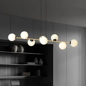 EMIBIG LIGHTING Visoka svetilka Glassy, črna/zlata/opalska, 140 cm, z 8 žarnicami - Dnevna soba/jedilnica - Sodobni - črna, zlata, bela opalna - Steklo