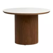 Okrogla klubska mizica s keramično ploščo v temni naravni barvi o 60 cm Noli – House Nordic