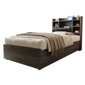 SONNENH Enojna postelja, 90 x 200 cm, MDF, siva, 221 x 94.2 x 99.5 cm, prostor za shranjevanje, priključek usb, za spalnico