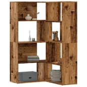 Kutni regal za knjige s 4 razine staro drvo 85x85x140cm drveni
