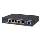 PLANET 4-Port 10/100/1000T 802.3at POE + 2-Port 10/100/1000T Desktop switch (55W POE Budget, External Power Supply) (GSD-604HP)