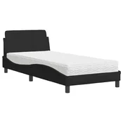 Vidaxl Postelja z vzmetnico Dover črna 80x200 cm blago