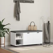 vidaXL Haldna klop z blazino Enobarvno Bela 100 x 38 x 46 cm