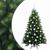 Vidaxl Umjetno božično drevo z okrasnimi kroglami 120 cm 150 LED