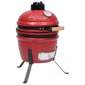 2-u-1 roštilj s pušnicom Kamado keramicki 56 cm crveni