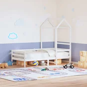 Vidaxl Streha za otroško posteljo bela 118x70x176,5 cm trdna borovina