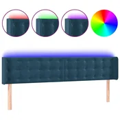 Vidaxl LED posteljno vzglavje temno modro 203x16x78/88 cm žamet