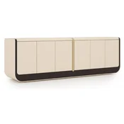 Casa Padrino luxury sideboard cream/black/beige 260 x 60 x H. 75 cm - Solid wood cabinet with 6 doors - Dining room furniture - Luxury furniture - Luxury furnishings