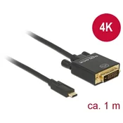 DELOCK Delock USB-C® / DVI adapterski kabel USB-C® vtič\, DVI-D 24+1-polni vtič 1.00 m črna 85320 pozlačeni konektorji USB-C®-Display kabel, (20416961)