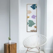 Wallity Zidna dekoracija Aquarium - 2, 32 x 5 x 90 cm, Zlatne boje