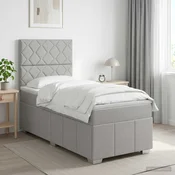 vidaXL Postelja boxspring z vzmetnico Svetlo siva 90 x 200 cm Blago