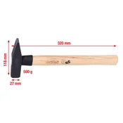 Ključavničarsko kladivo z ročajem iz bele orehovine. 500g 142.1350 ks tools