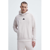Pulover adidas Z.N.E moški, bež barva, s kapuco, IR5211