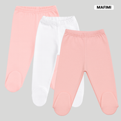 Mafimi Pamucne Pantalonice sa stopicom set od 3 - puder/ bela/ kajsija