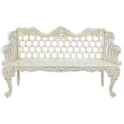 Casa Padrino baroque garden bench cream white 159 x H. 93 cm - Magnificent cast iron garden bench - Cast iron garden furniture - Baroque garden furniture - Garden furniture in baroque style