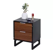 Northix Nočna omarica z 2 predaloma, bambusove noge, aluminijasti ročaji