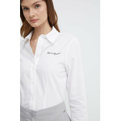 Pamucna košulja Karl Lagerfeld za žene, boja: bijela, regular, s klasicnim ovratnikom