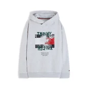 TOMMY HILFIGER Majica pegasto siva/temno zelena/krvavo rdeča/črna