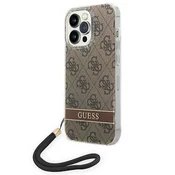 shumee Ovitek za iPhone 14 Pro Guess 4G s potiskom, rjav