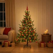 Umetna božična jelka z bučko 120 cm 150 LED Toplo bela