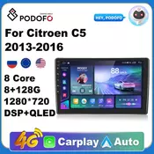 Podofo Car Multimedia Stereo for Citroen C5 2013-2016 Android 10 Support Carplay AHD Camera Auto Radio 2 din IPS Screen