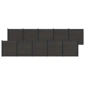 Panel ograde 10 pcs WPC i aluminij Crna