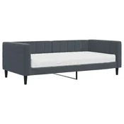 Vidaxl Dnevna postelja z vzmetnico temno siva 90x190 cm žamet