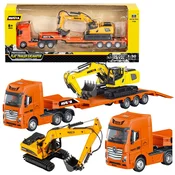 shumee Tovornjak s prikolico Vleka Kovinski bager Huina Orange 1:50