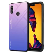 Cadorabo CADORABO Ohišje, združljiv s Huawei v roza - modri - dvobarvni zaščitni pokrov iz silikona TPU in hrbta iz kaljenega stekla, (20571971)