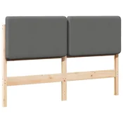 Vidaxl Tapecirano vzglavje z vzglavjem Rjava in svetlo siva 135 cm