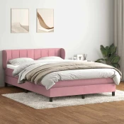 vidaXL vidaXL Box spring postelja z vzmetnico roza 140x220 cm žamet, (22011073)