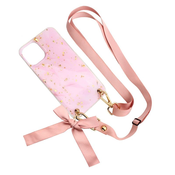 Ovitek z vrvico Fashion Strap Glitter za Apple iPhone 12/12 Pro, Teracell, roza