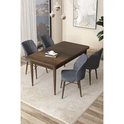 Hanah Home Set Trpezarijski sto i 4 stolice Arp, Braon-sivi