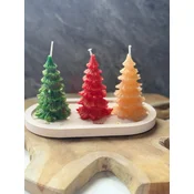 Aberto Design Set Božicnih sveca na tacni Christmas 4, 3 komada, Višebojni